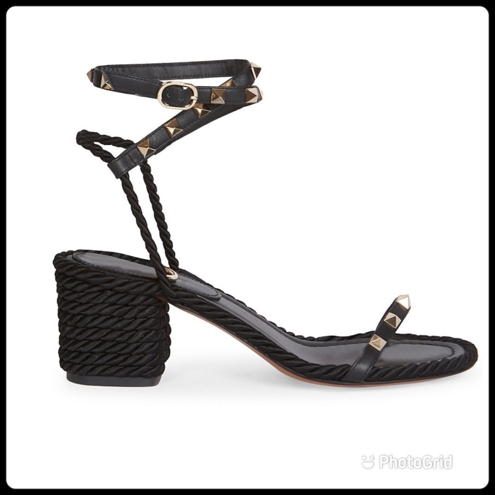 Valentino Rockstud Torchon Ankle Wrap Sandals